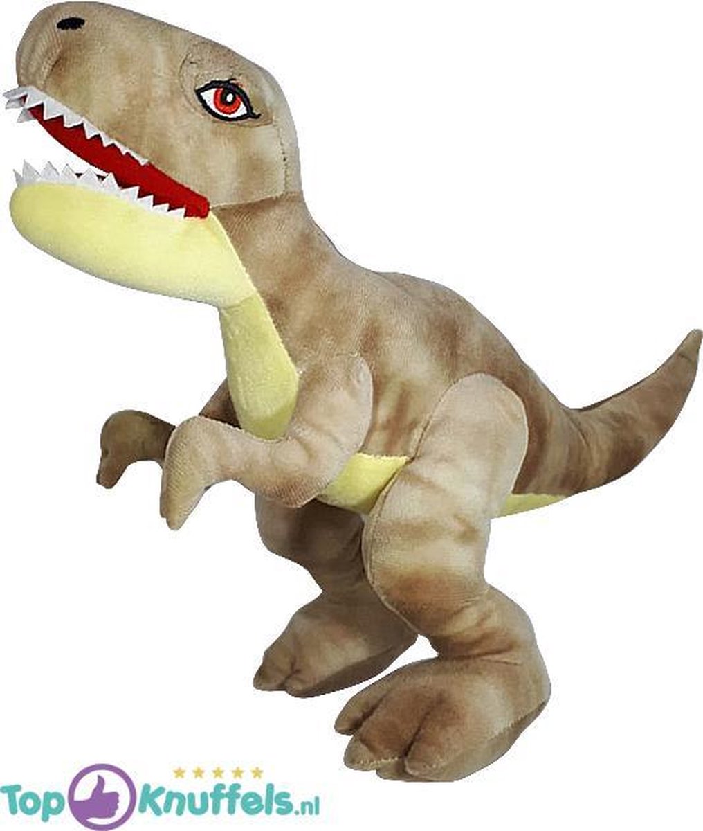 Dinosaurus T-Rex Pluche Knuffel (Lichtbruin) 30 cm | Dino speelgoed peluche plush toy | Knuffelpop knuffeldier voor kinderen | Jurassic Park , Jurassic World | Draak Dragon Draken